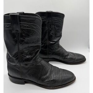 Justin Men's Exotic Roper Boot Black Lizard Foot Cowboy 10 EE